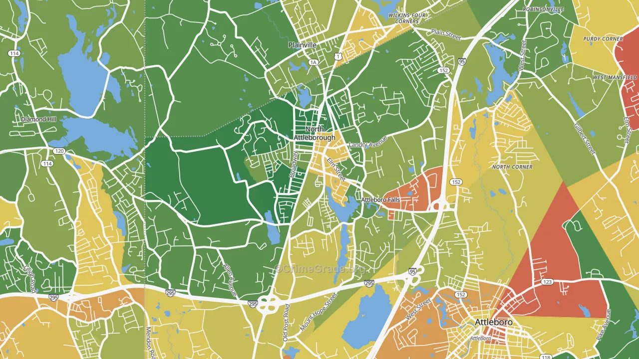 North Attleboro, MA Map of Drug-Related Crime Rates