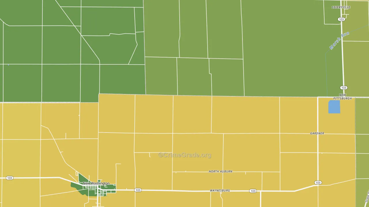 North Auburn, OH Map of Drug-Related Crime Rates