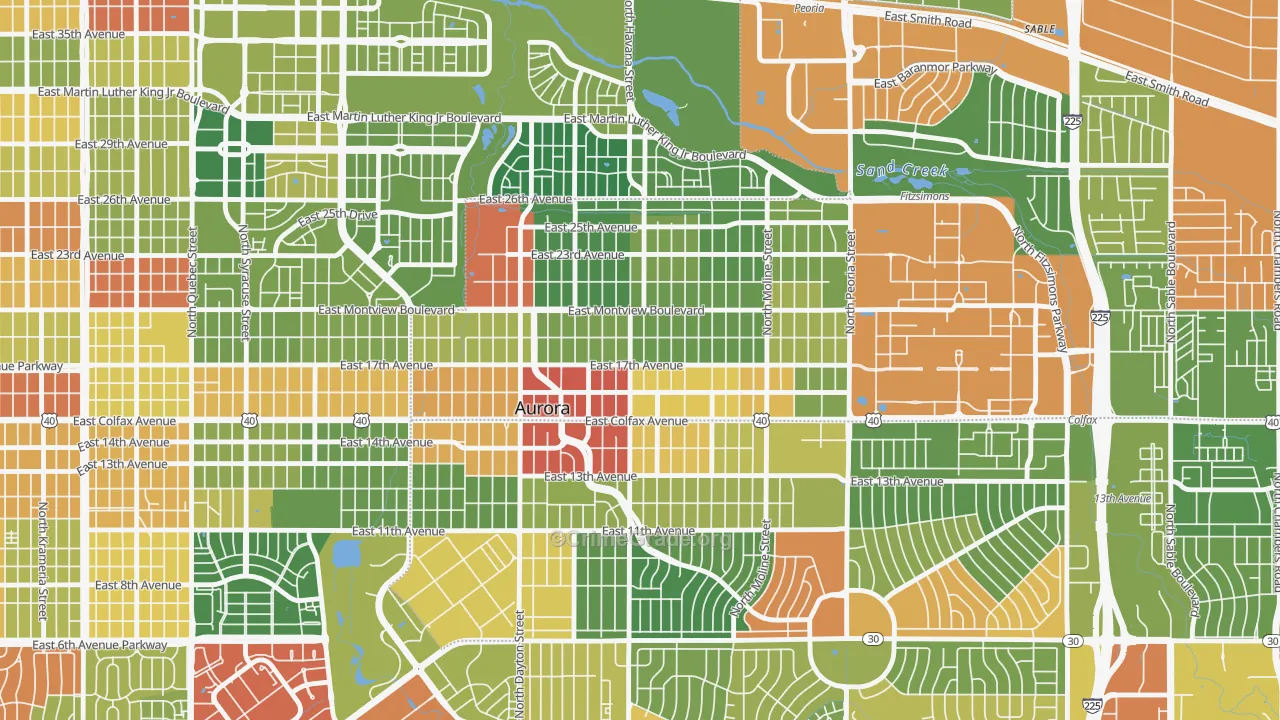 North Aurora, Aurora, CO Map of Drug-Related Crime Rates