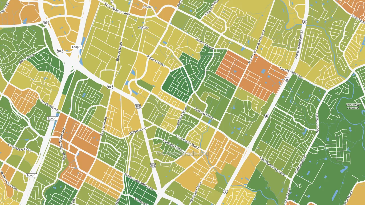 North Austin, Austin, TX Map of Drug-Related Crime Rates