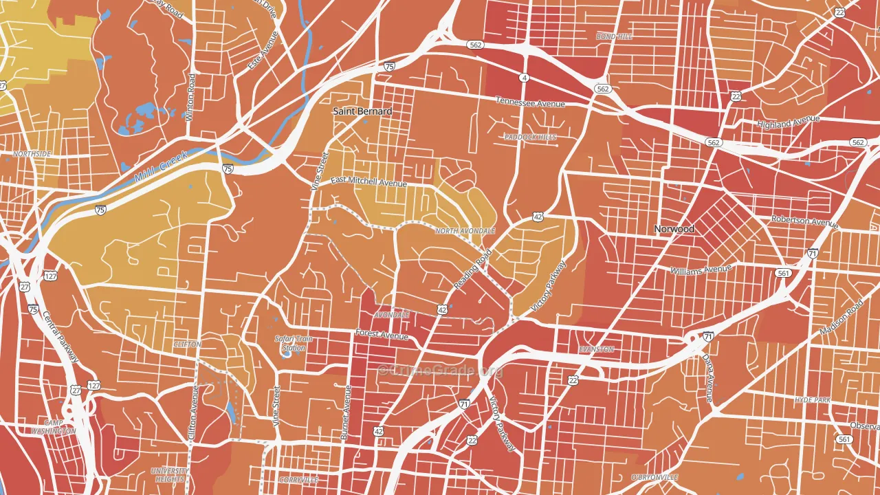 North Avondale, Cincinnati, OH Map of Drug-Related Crime Rates