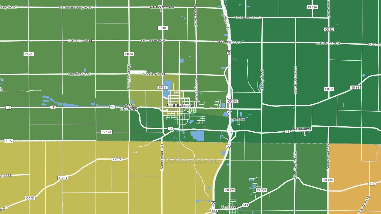 North Baltimore, OH Map of Drug-Related Crime Rates
