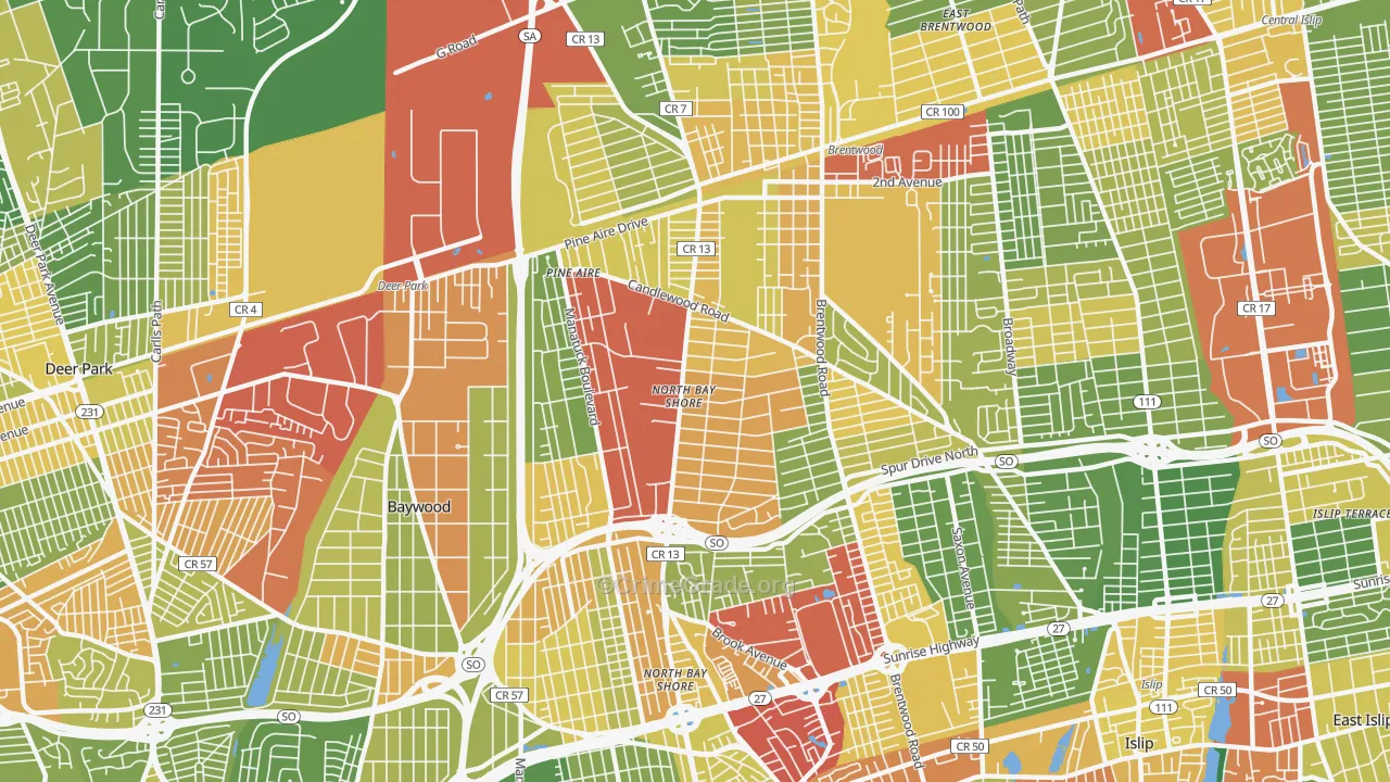 North Bay Shore, NY Map of Drug-Related Crime Rates