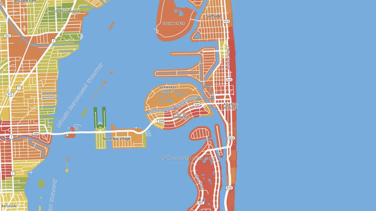 North Bay Village, FL Map of Drug-Related Crime Rates