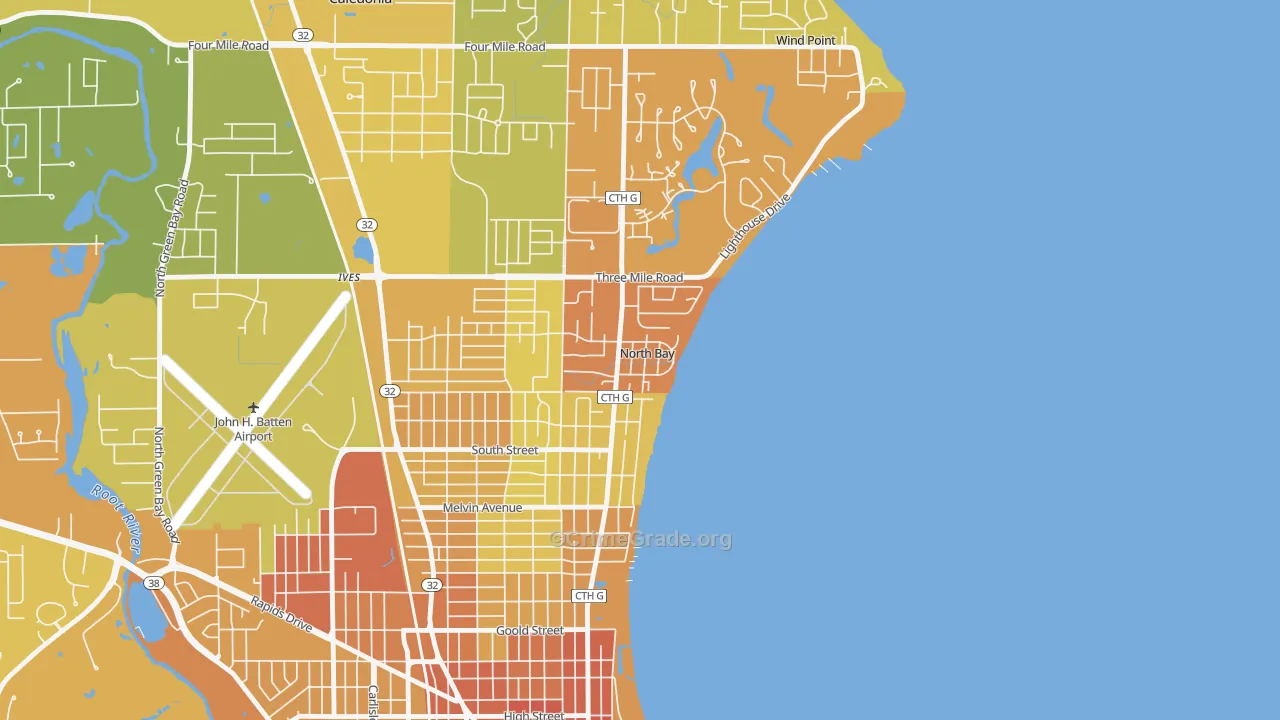 North Bay, WI Map of Drug-Related Crime Rates