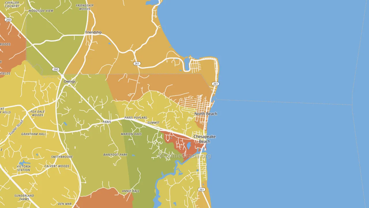 North Beach, MD Map of Drug-Related Crime Rates