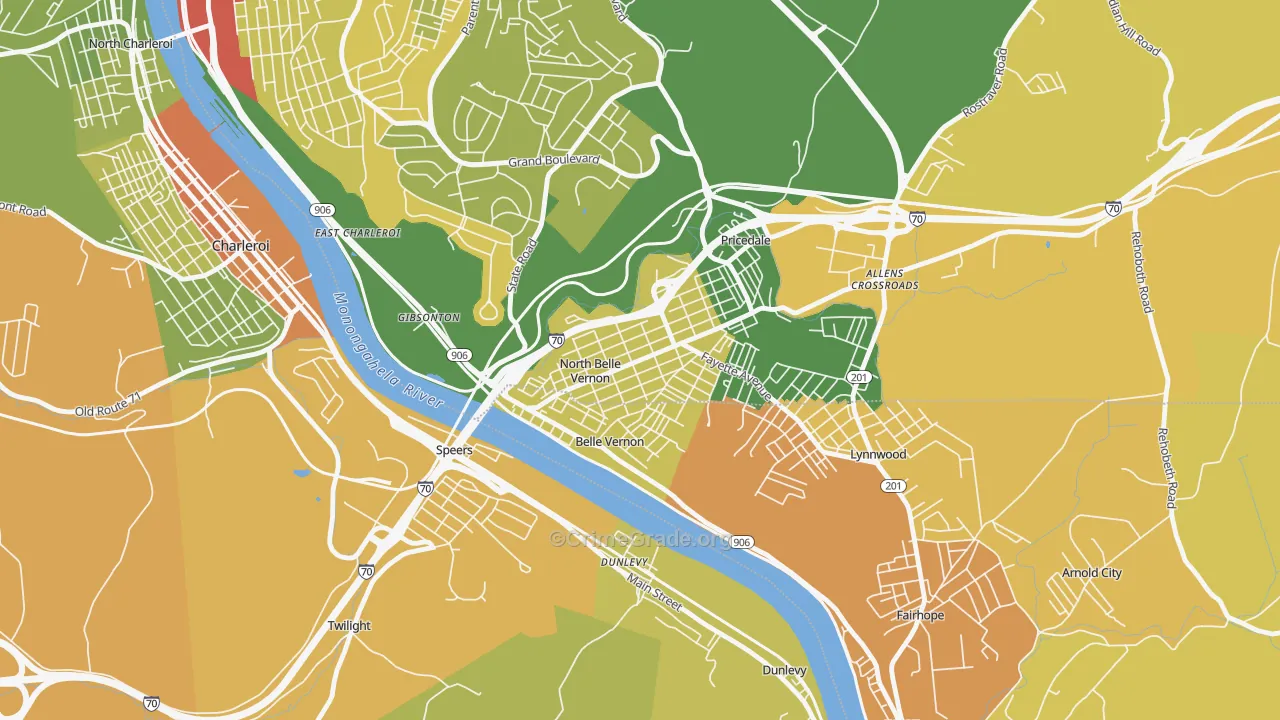 North Belle Vernon, PA Map of Drug-Related Crime Rates