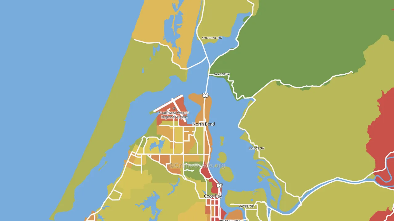 North Bend, OR Map of Drug-Related Crime Rates