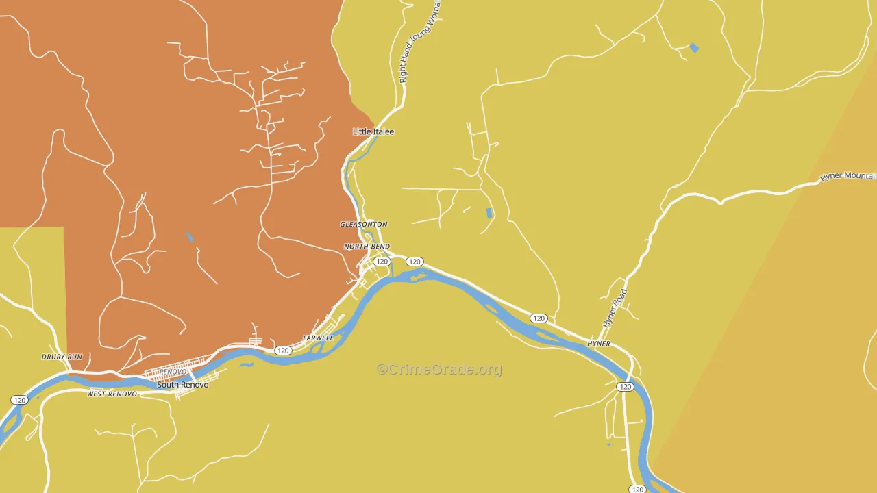 North Bend, PA Map of Drug-Related Crime Rates