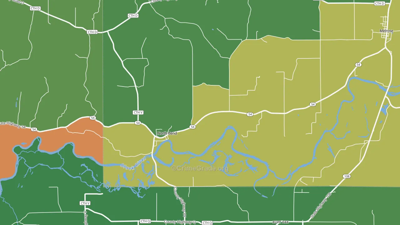 North Bend, WI Map of Drug-Related Crime Rates