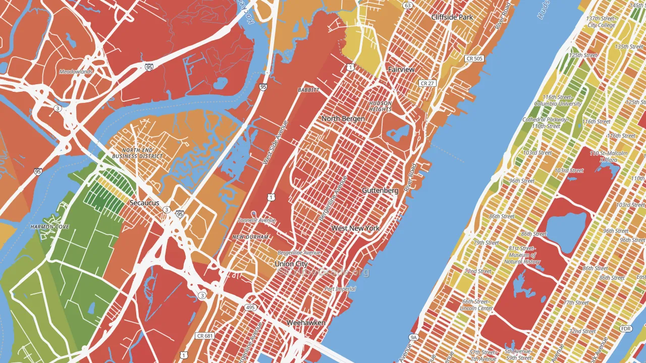 North Bergen, NJ Map of Drug-Related Crime Rates