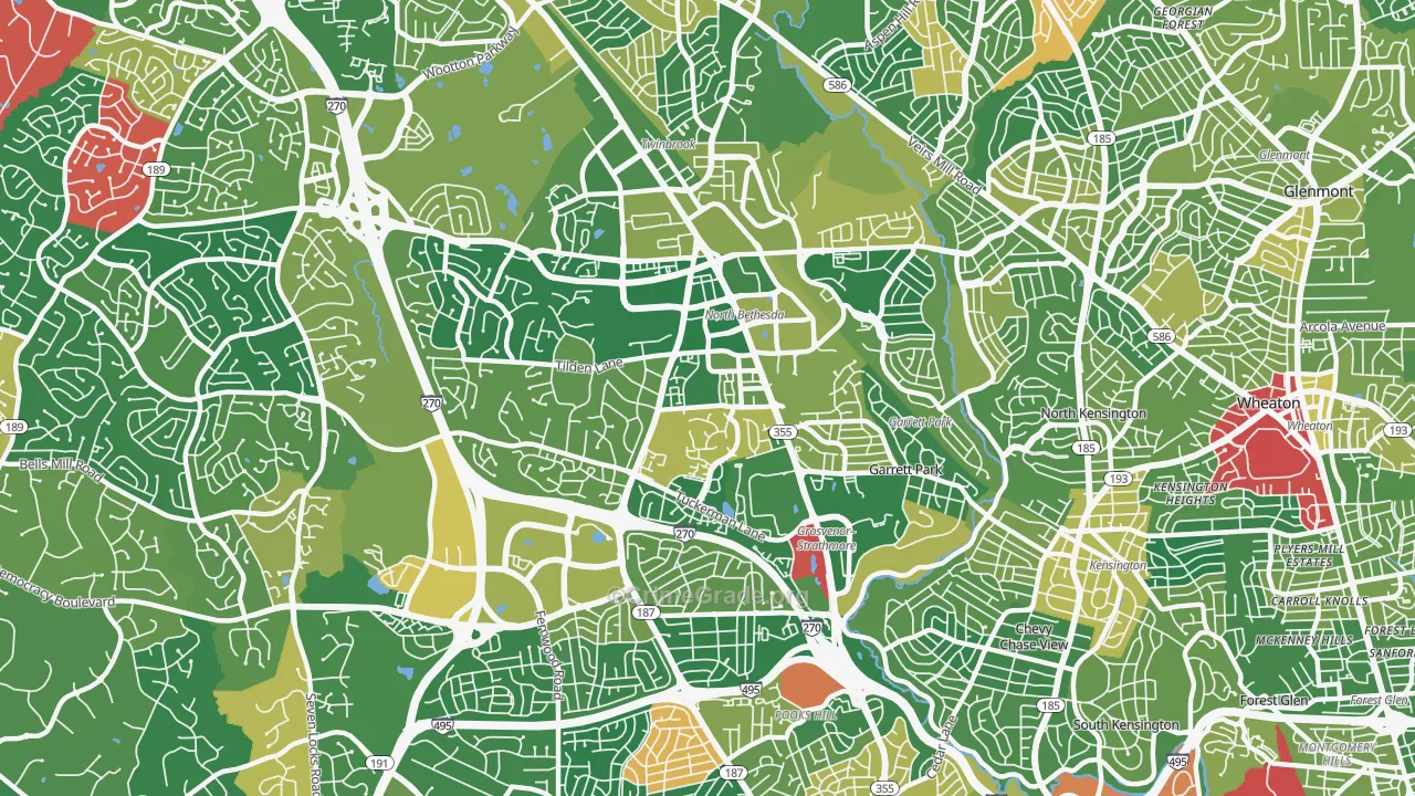North Bethesda, MD Map of Drug-Related Crime Rates