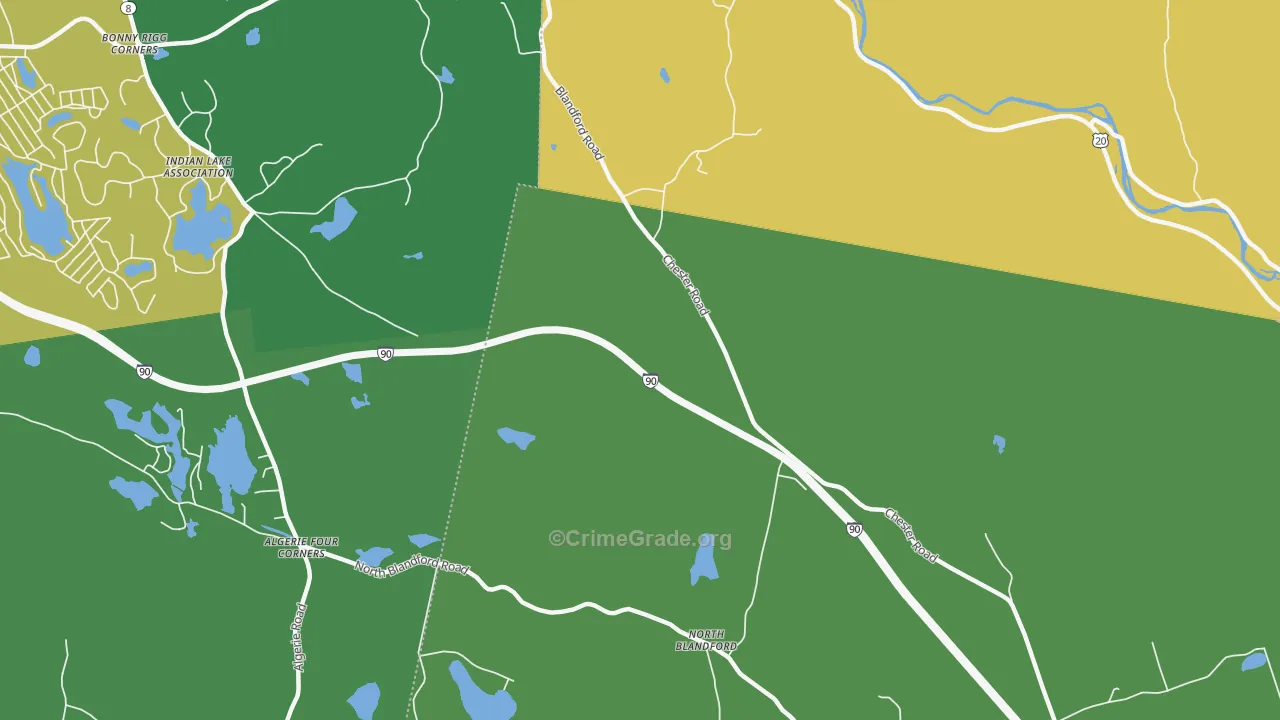 North Blandford, MA Map of Drug-Related Crime Rates