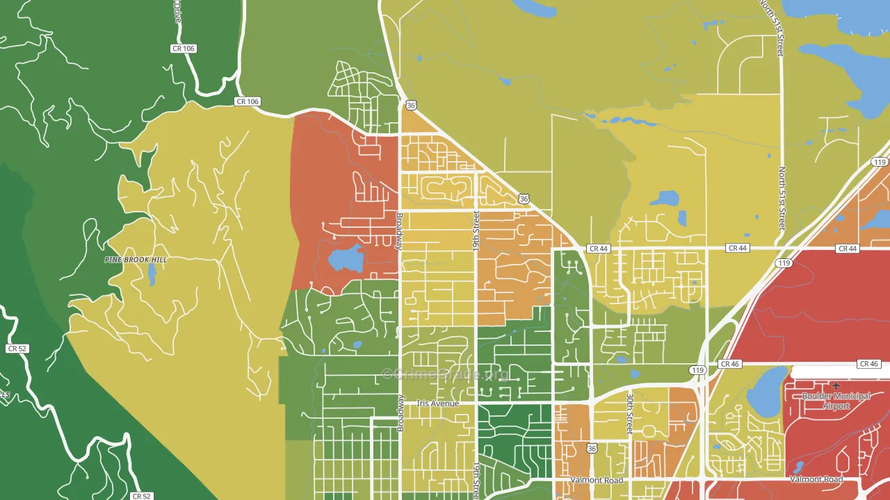 North Boulder, Boulder, CO Map of Drug-Related Crime Rates