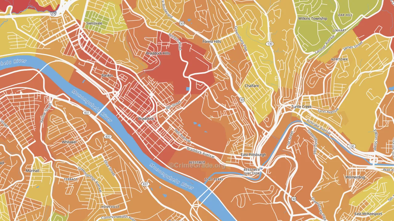 North Braddock, PA Map of Drug-Related Crime Rates