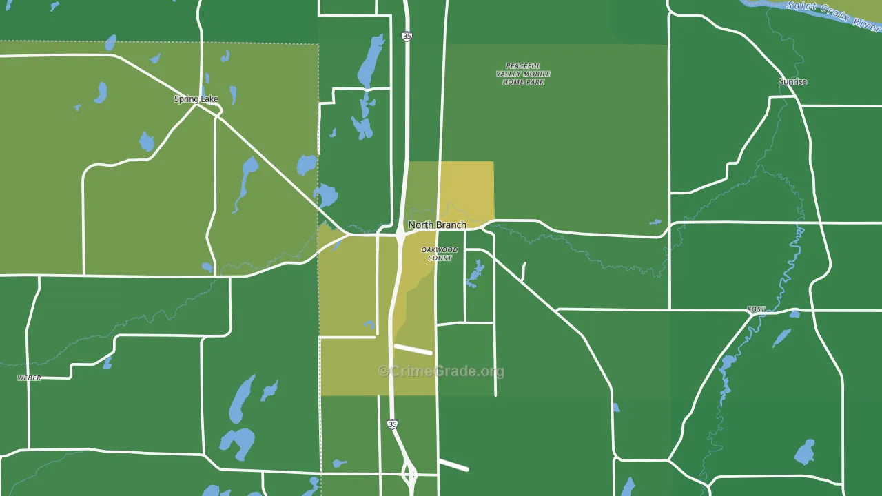 North Branch, MN Map of Drug-Related Crime Rates