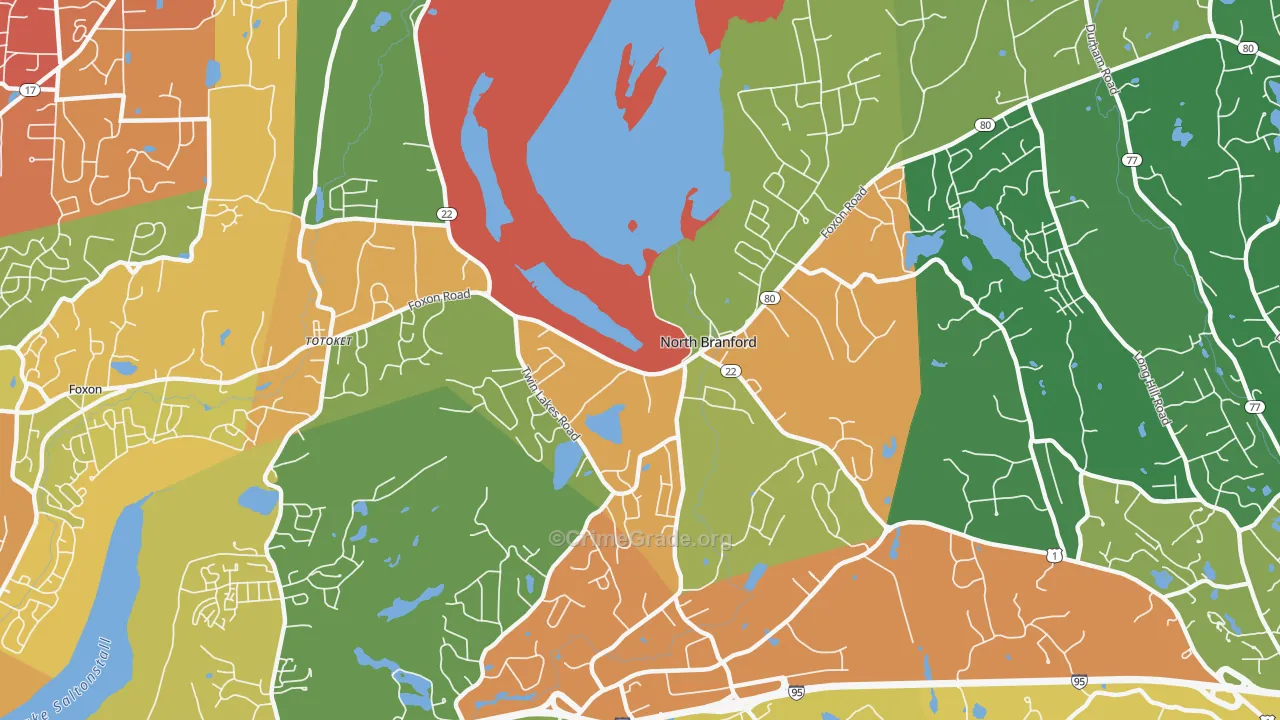 North Branford, CT Map of Drug-Related Crime Rates