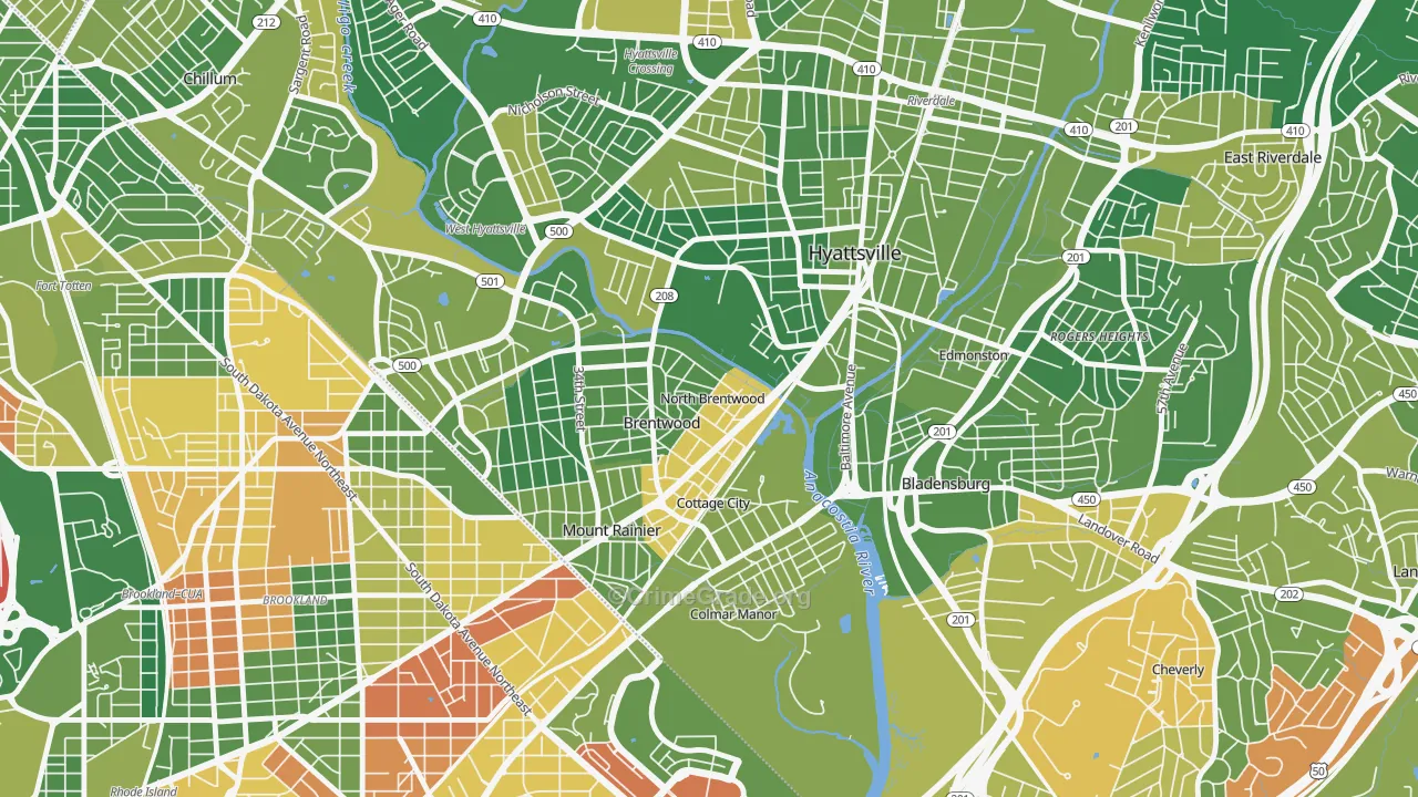 North Brentwood, MD Map of Drug-Related Crime Rates