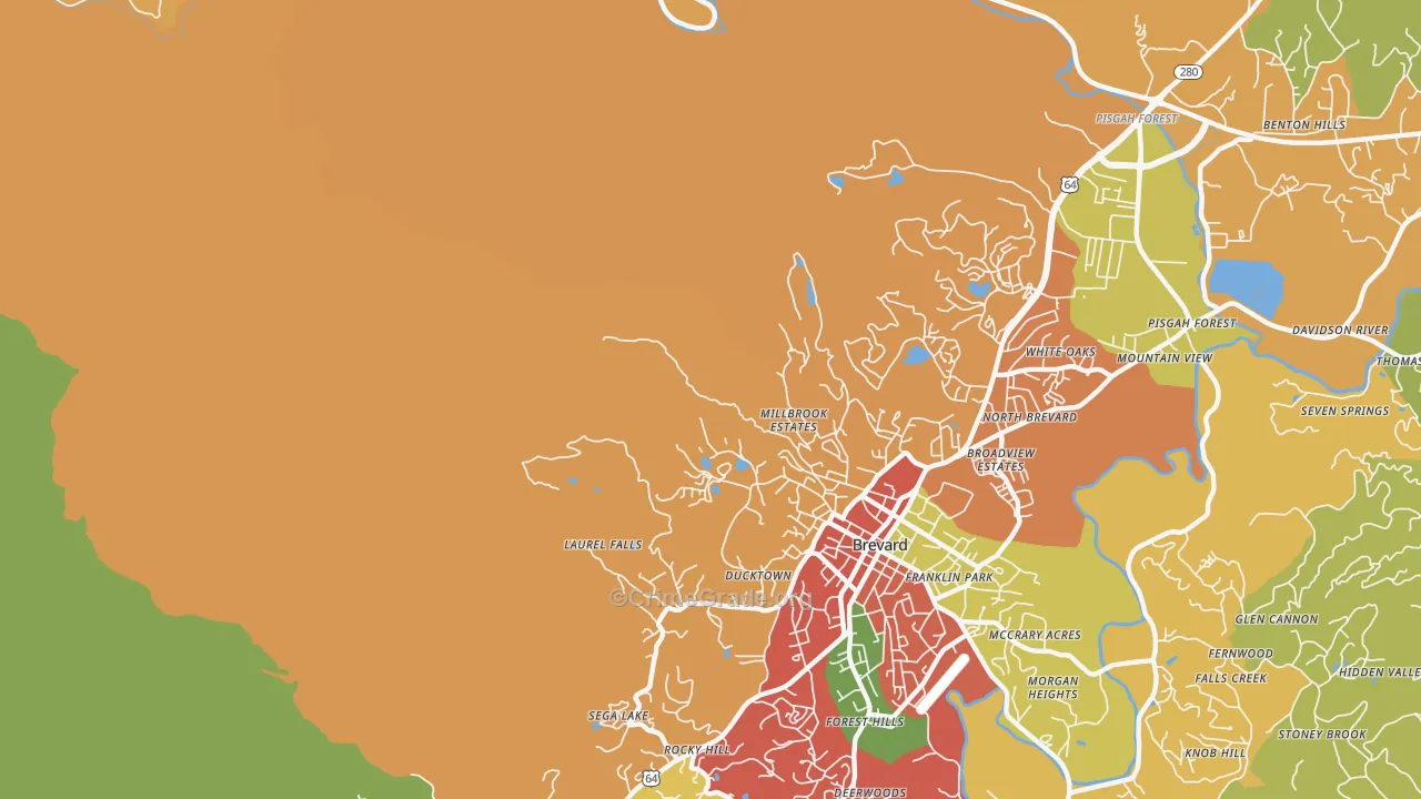 North Brevard, NC Map of Drug-Related Crime Rates