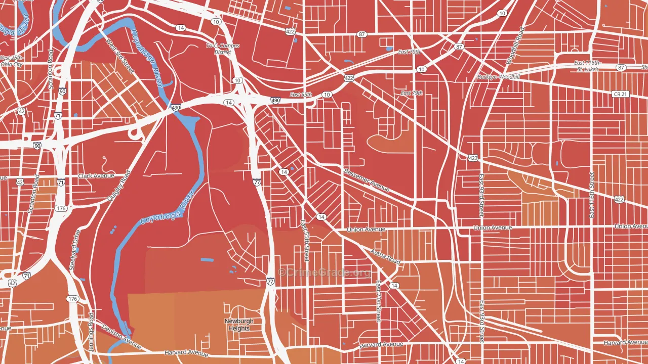 North Broadway, Cleveland, OH Map of Drug-Related Crime Rates