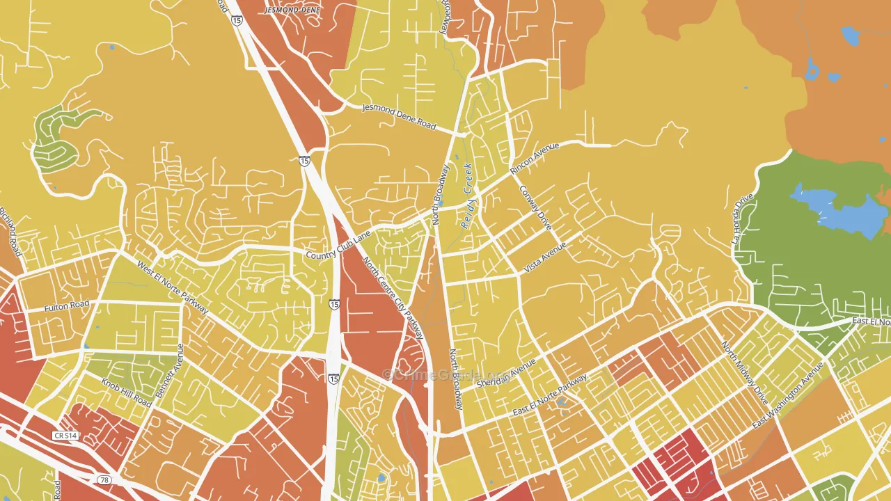 North Broadway, Escondido, CA Map of Drug-Related Crime Rates