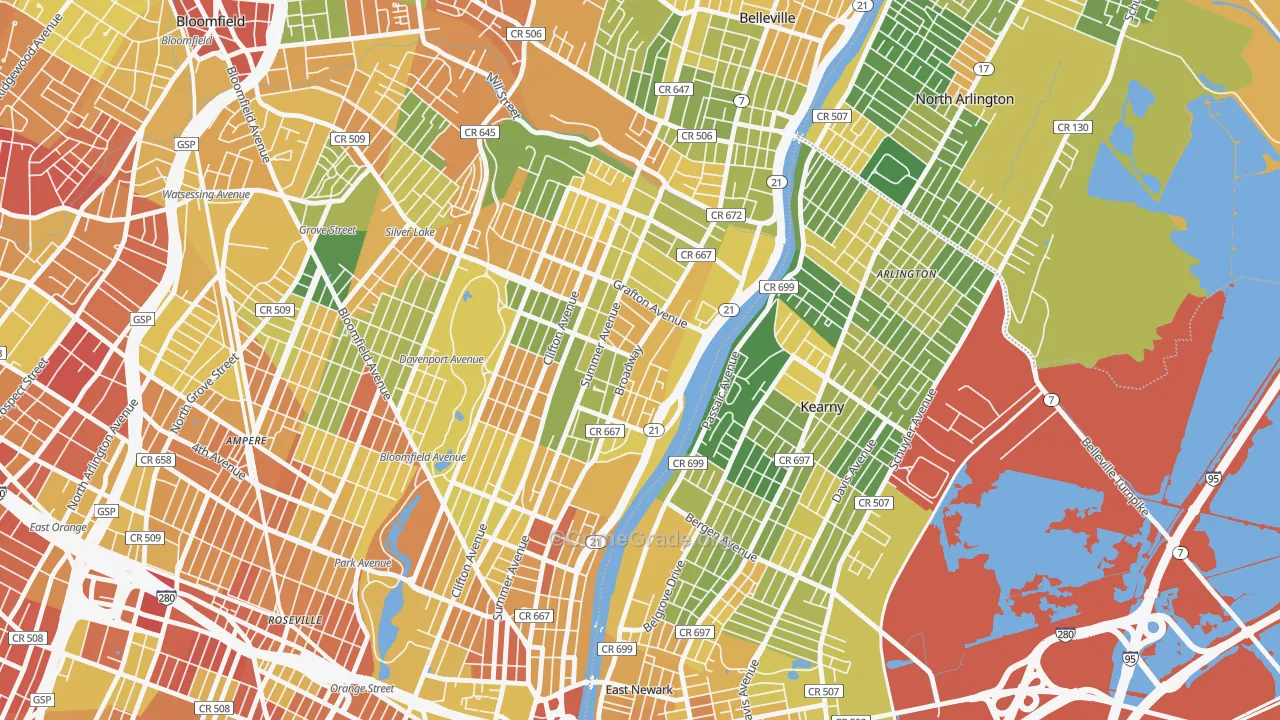 North Broadway, Newark, NJ Map of Drug-Related Crime Rates