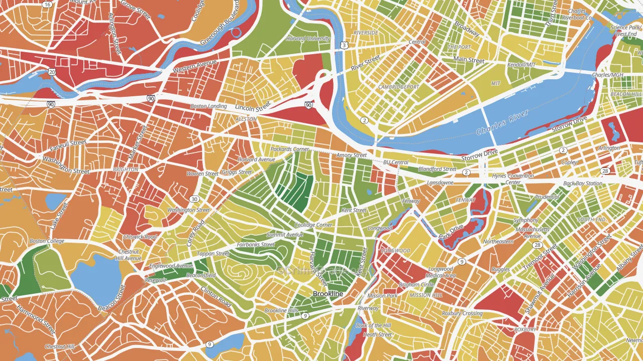 North Brookline, Brookline, MA Map of Drug-Related Crime Rates