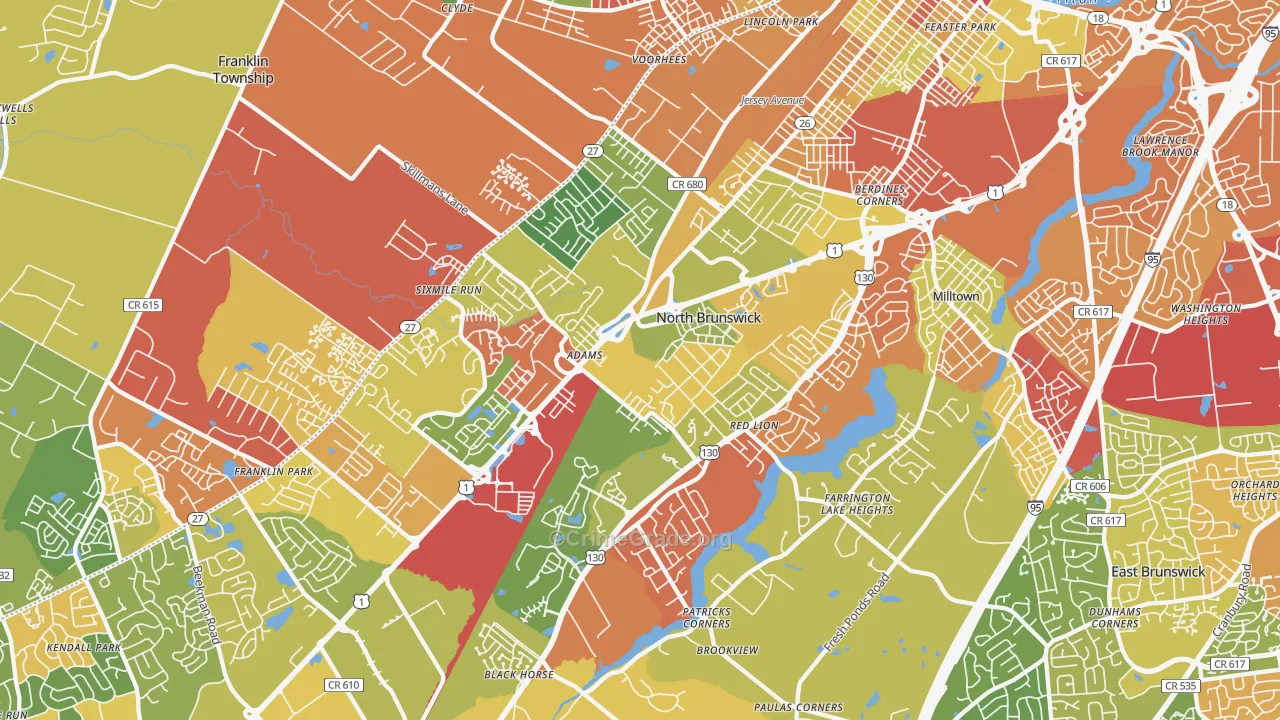 North Brunswick, NJ Map of Drug-Related Crime Rates