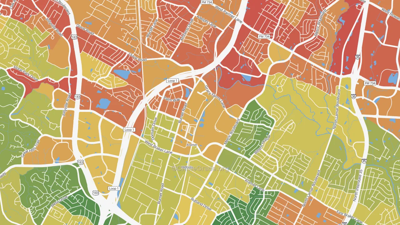 North Burnet, Austin, TX Map of Drug-Related Crime Rates