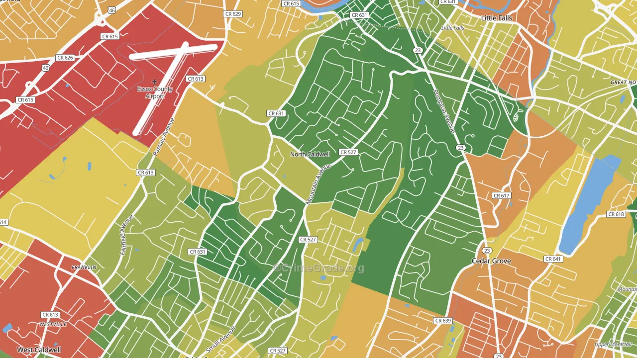 North Caldwell, NJ Map of Drug-Related Crime Rates