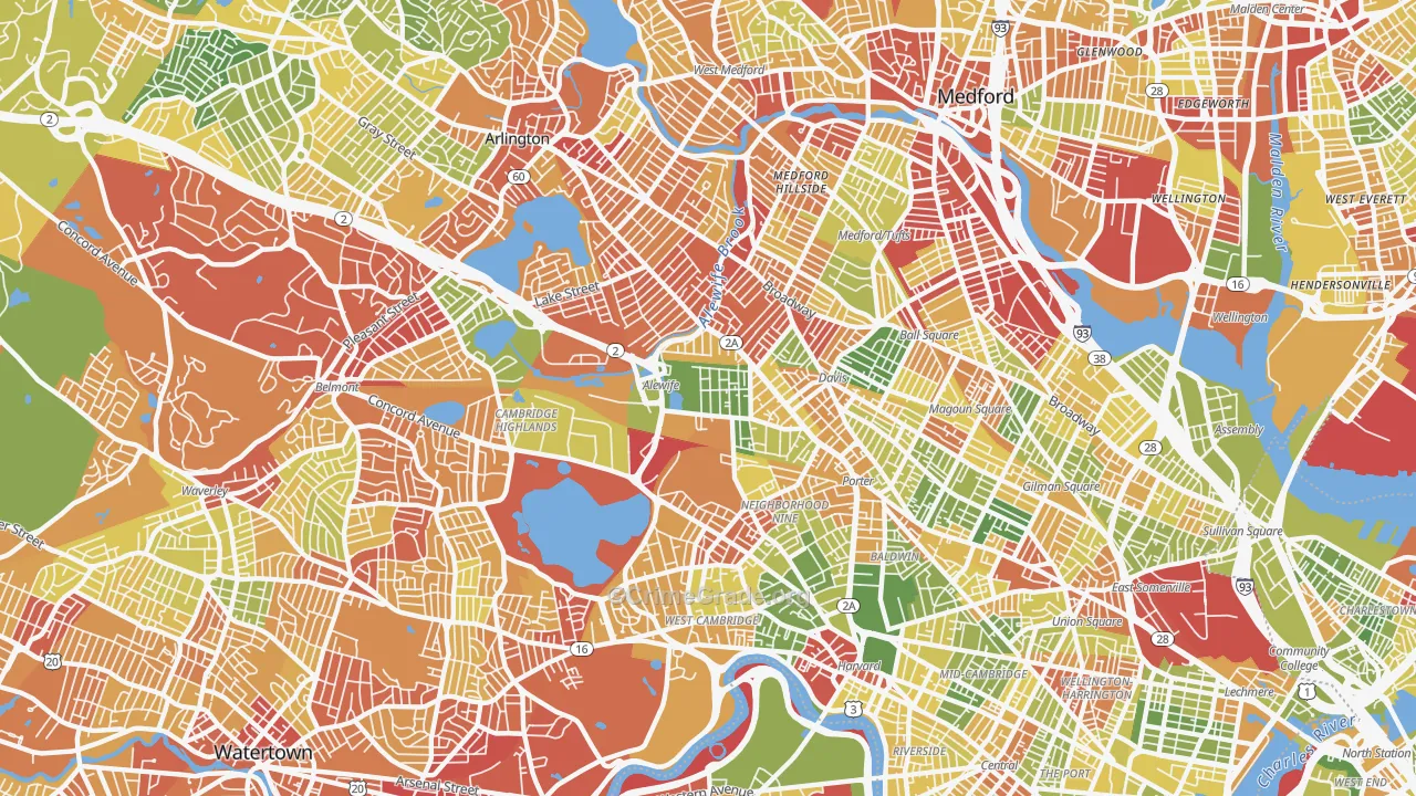 North Cambridge, Cambridge, MA Map of Drug-Related Crime Rates