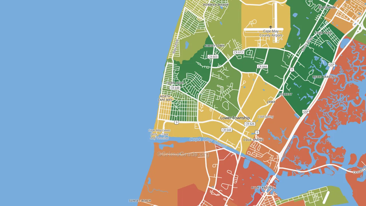 North Cape May, NJ Map of Drug-Related Crime Rates