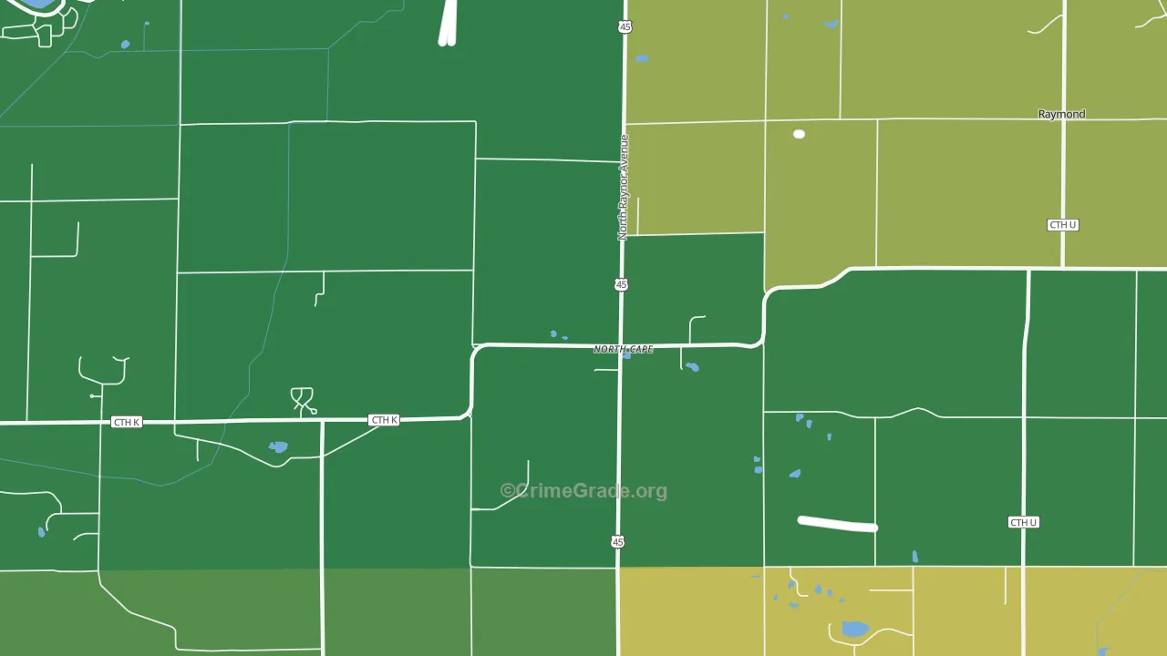 North Cape, WI Map of Drug-Related Crime Rates