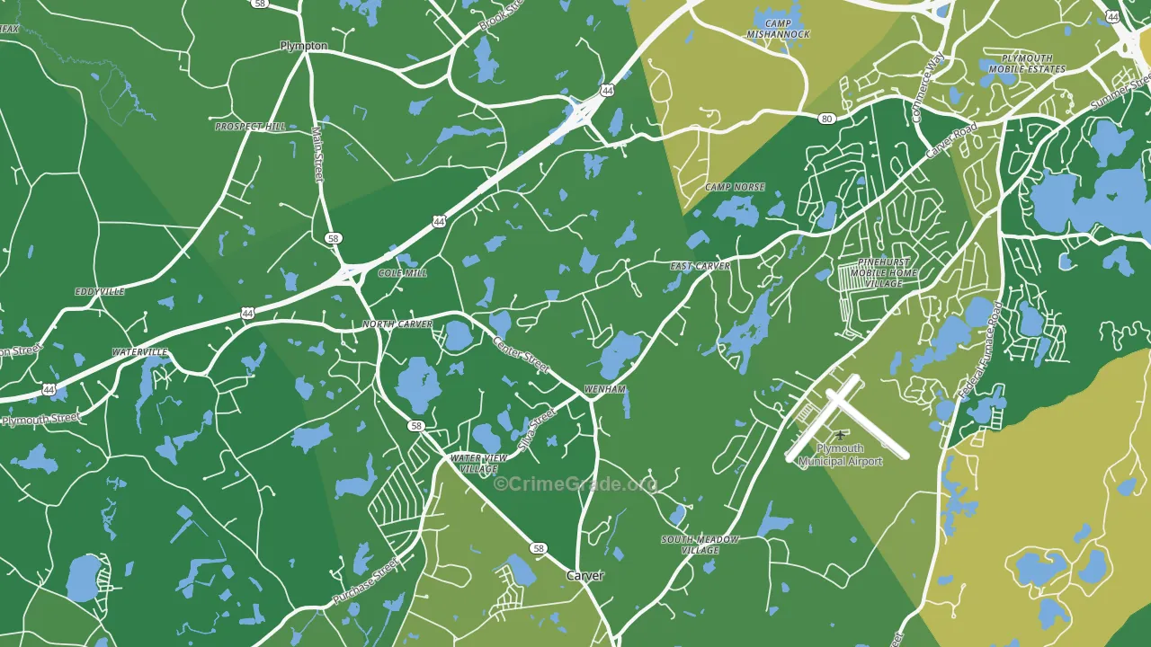 North Carver, MA Map of Drug-Related Crime Rates