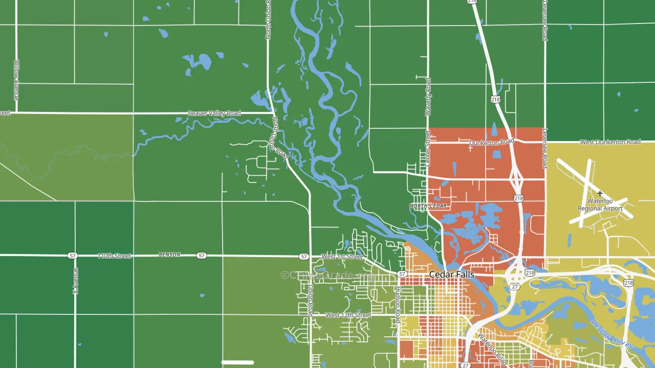 North Cedar, IA Map of Drug-Related Crime Rates