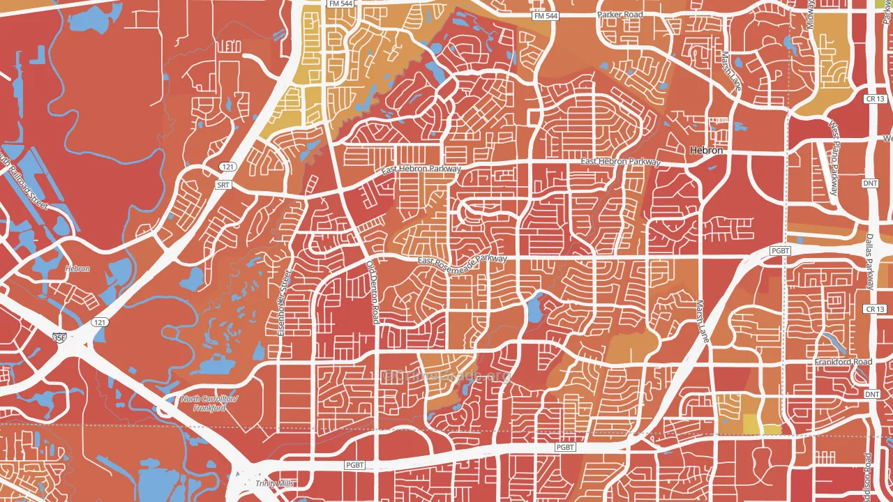 North Central Dallas, Carrollton, TX Map of Drug-Related Crime Rates