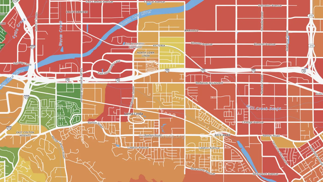 North Central Loma Linda, Loma Linda, CA Map of Drug-Related Crime Rates