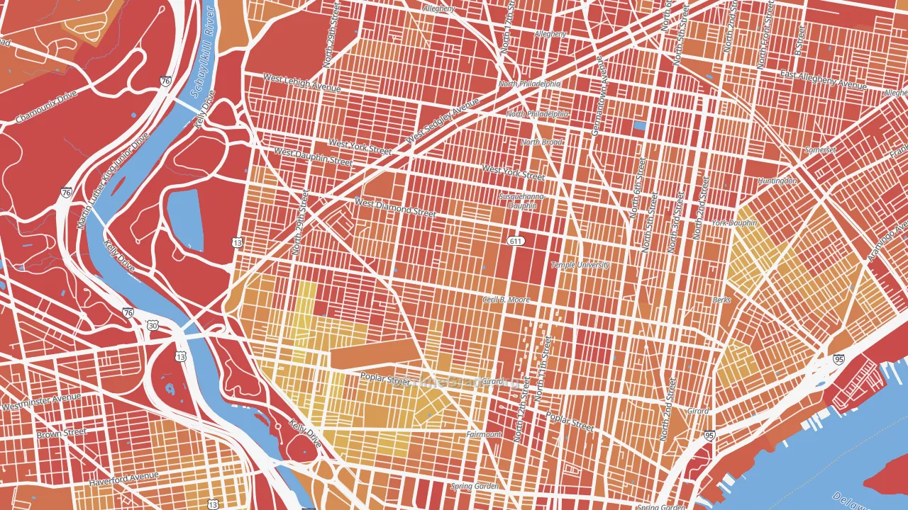 North Central, Philadelphia, PA Map of Drug-Related Crime Rates