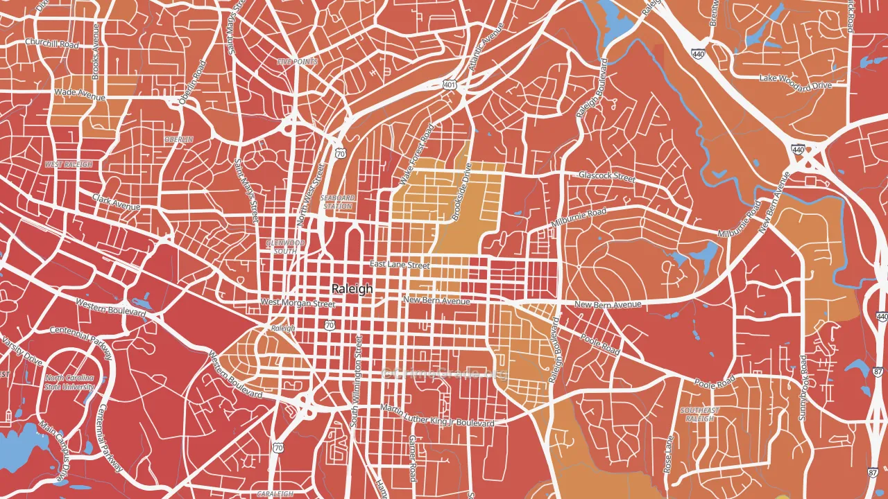 North Central, Raleigh, NC Map of Drug-Related Crime Rates