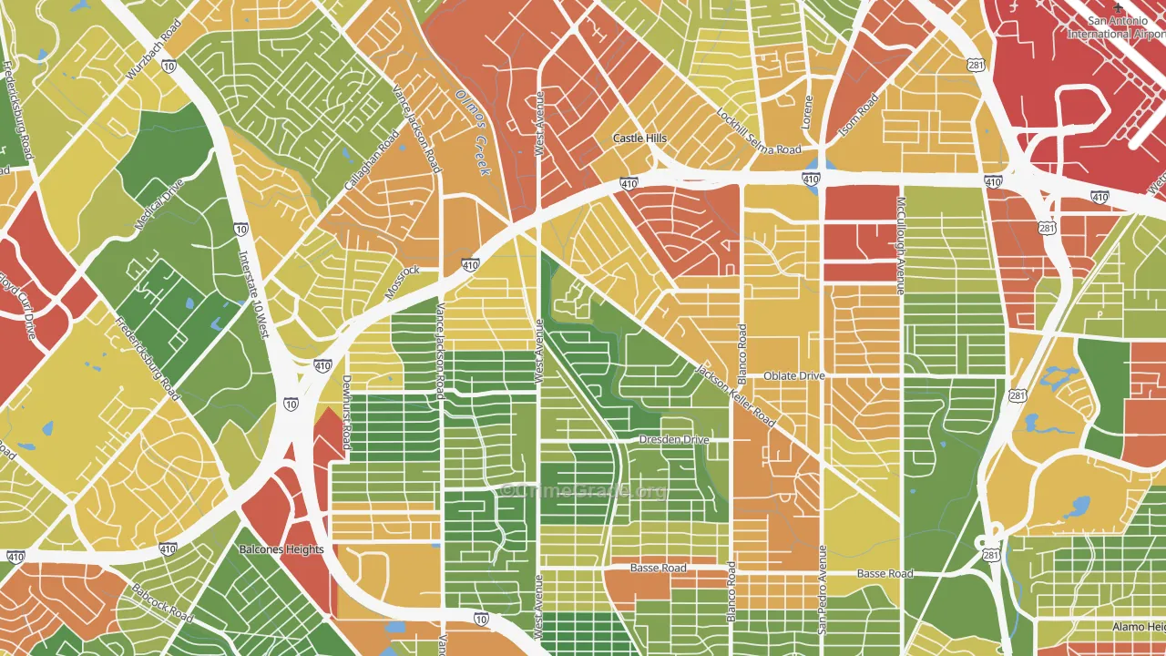 North Central, San Antonio, TX Map of Drug-Related Crime Rates