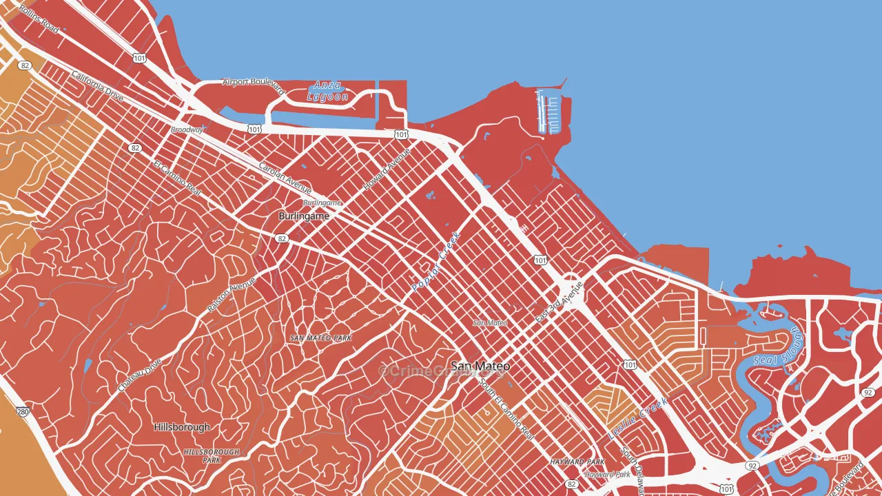 North Central San Francisco, San Mateo, CA Map of Drug-Related Crime Rates