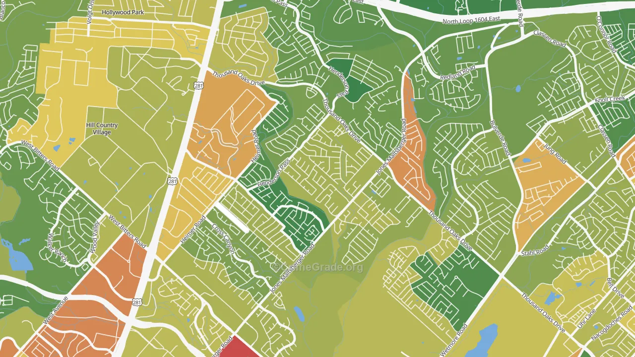 North Central Thousand Oaks, San Antonio, TX Map of Drug-Related Crime Rates