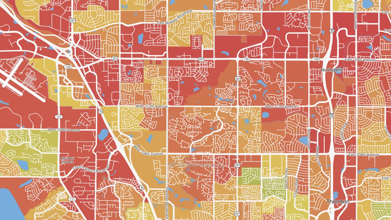 North Central Westminster, Westminster, CO Map of Drug-Related Crime Rates