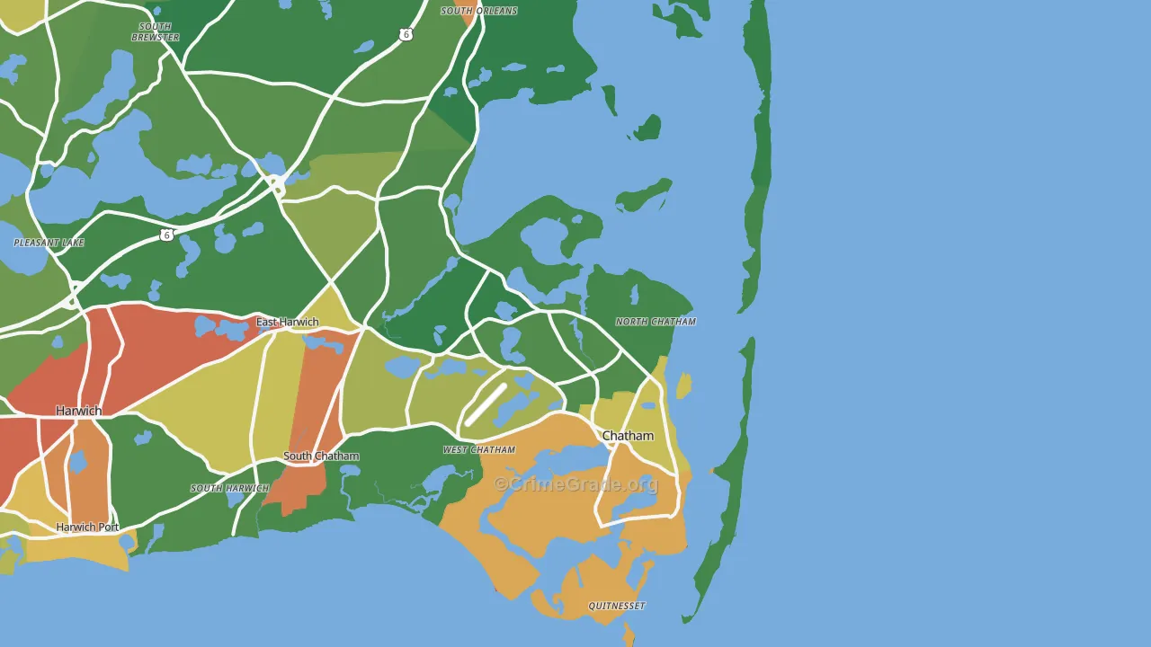 North Chatham, MA Map of Drug-Related Crime Rates