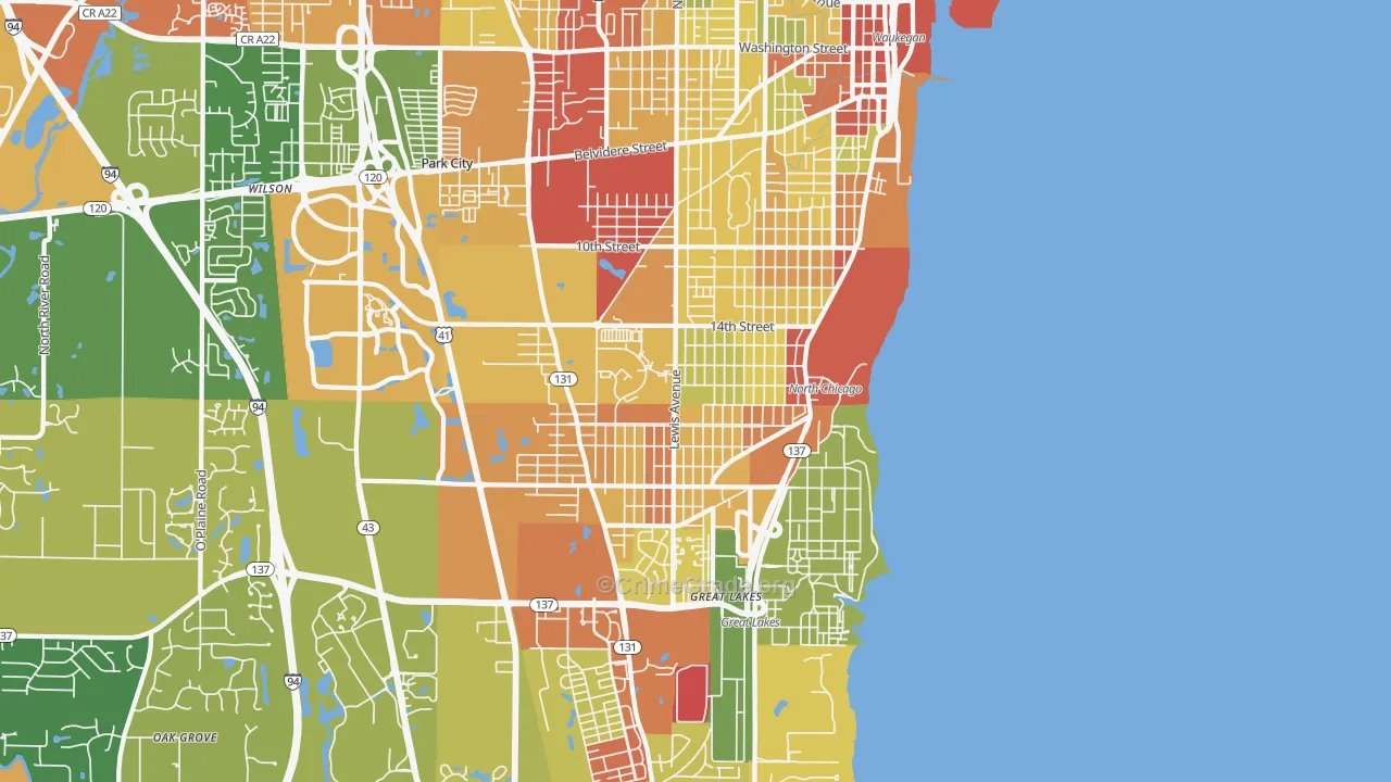 North Chicago, IL Map of Drug-Related Crime Rates