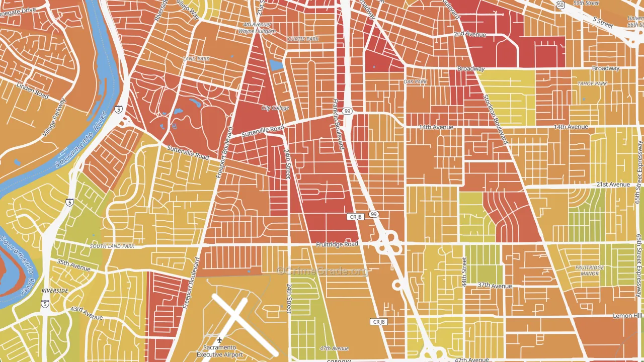North City Farms, Sacramento, CA Map of Drug-Related Crime Rates