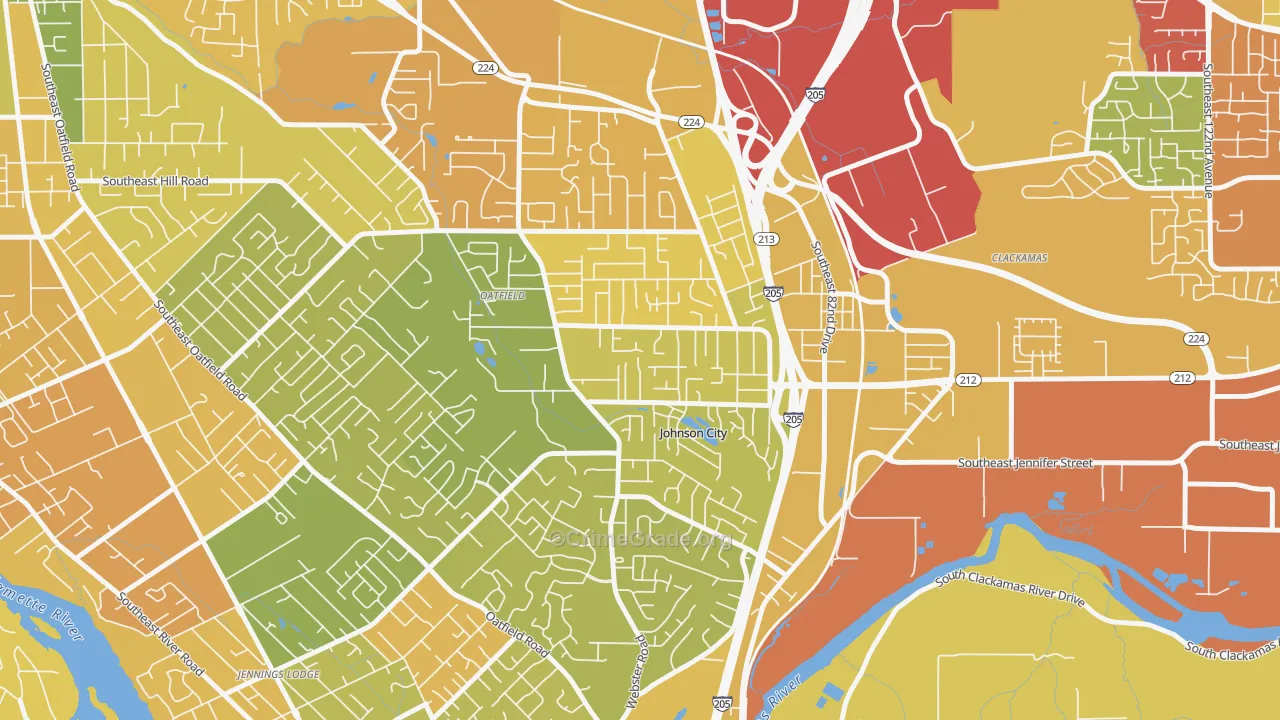 North Clackamas, Oatfield, OR Map of Drug-Related Crime Rates