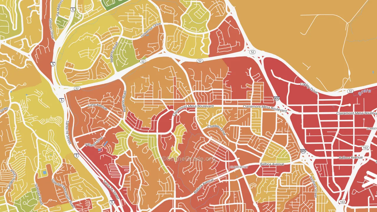 North Clairemont, San Diego, CA Map of Drug-Related Crime Rates