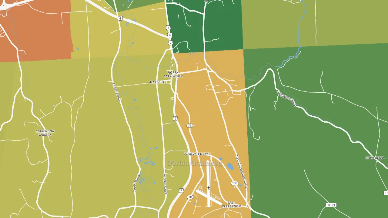 North Clarendon, VT Map of Drug-Related Crime Rates