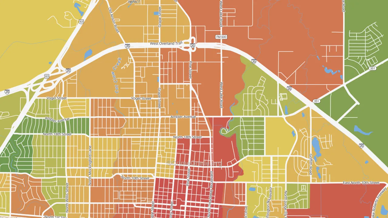 North College, Abilene, TX Map of Drug-Related Crime Rates